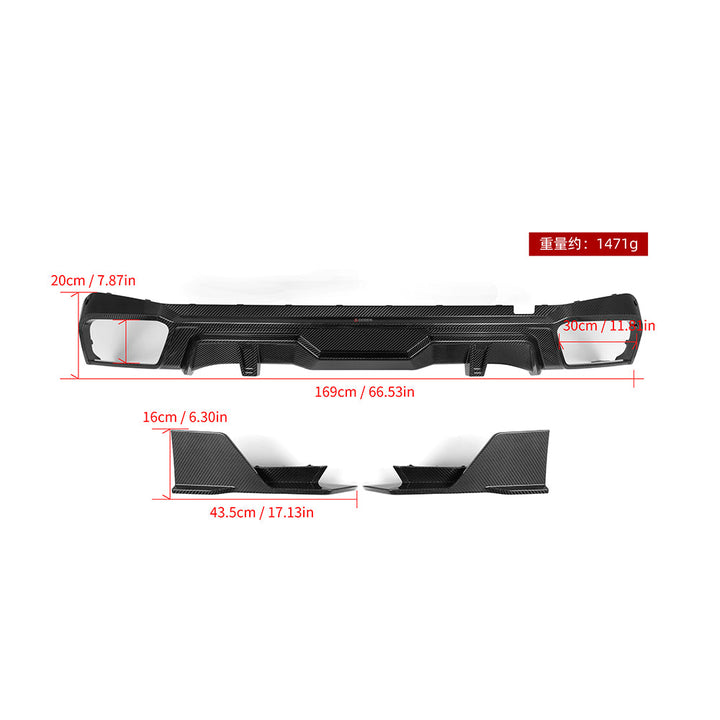 TOWMA. - SooQoo BMW X5 G05 Prepreg Carbon Fiber Rear Diffuser