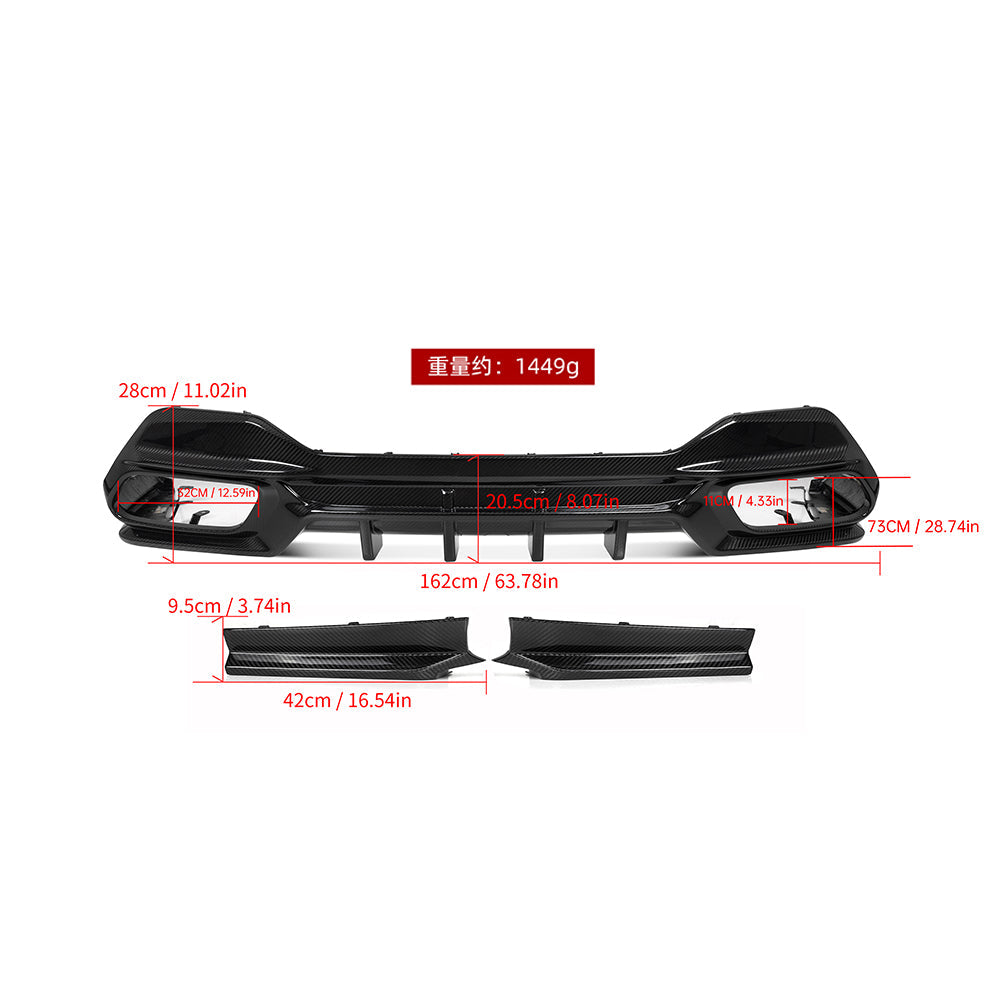 TOWMA. - SooQoo BMW 8 Serie G16 Gran Coupe Prepreg Carbon Fiber Rear Diffuser