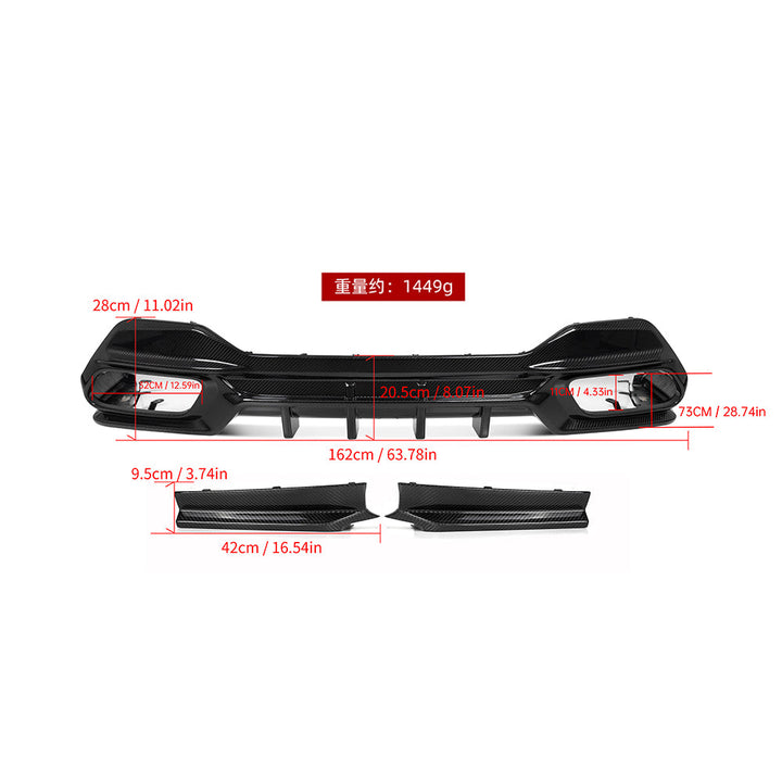 TOWMA. - SooQoo BMW 8 Serie G16 Gran Coupe Prepreg Carbon Fiber Rear Diffuser