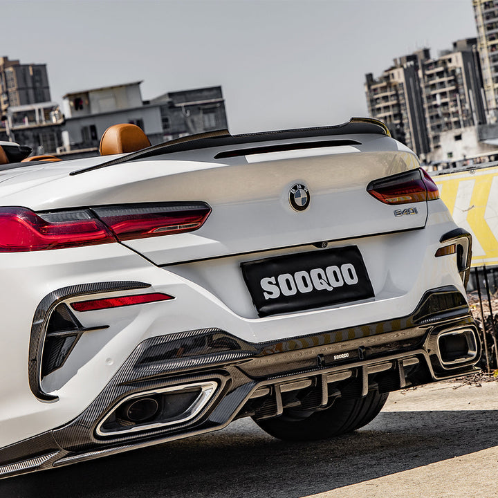 TOWMA. - SooQoo BMW 8 Serie G14 G15 G16 Prepreg Carbon Fiber Rear Bumper Inserts