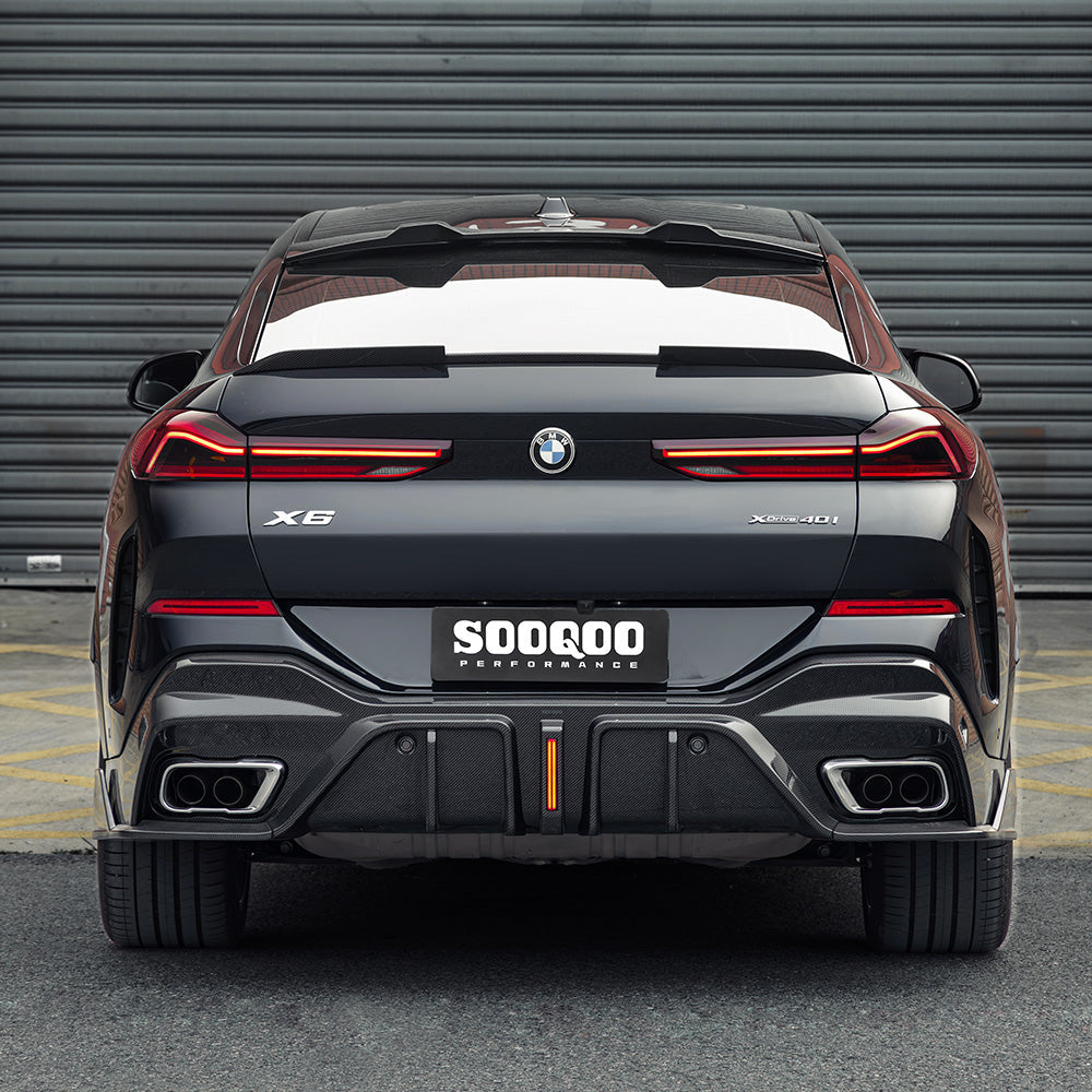 TOWMA. - SooQoo BMW X6 G06 Prepreg Carbon Fiber Rear Diffuser with Brake Light