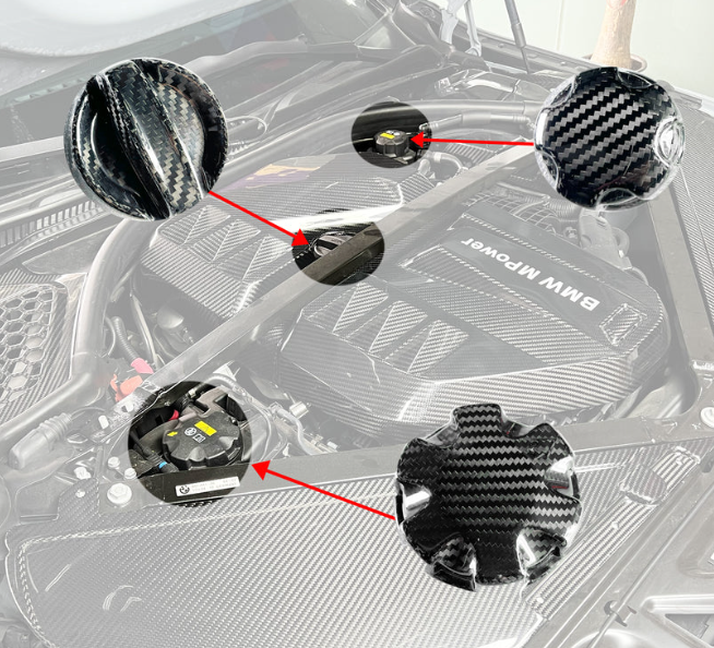 BMW G80/G82/G87 - M2/M3/M4/X3M/X4M Engine Bay oils Cap Set Carbon Fiber